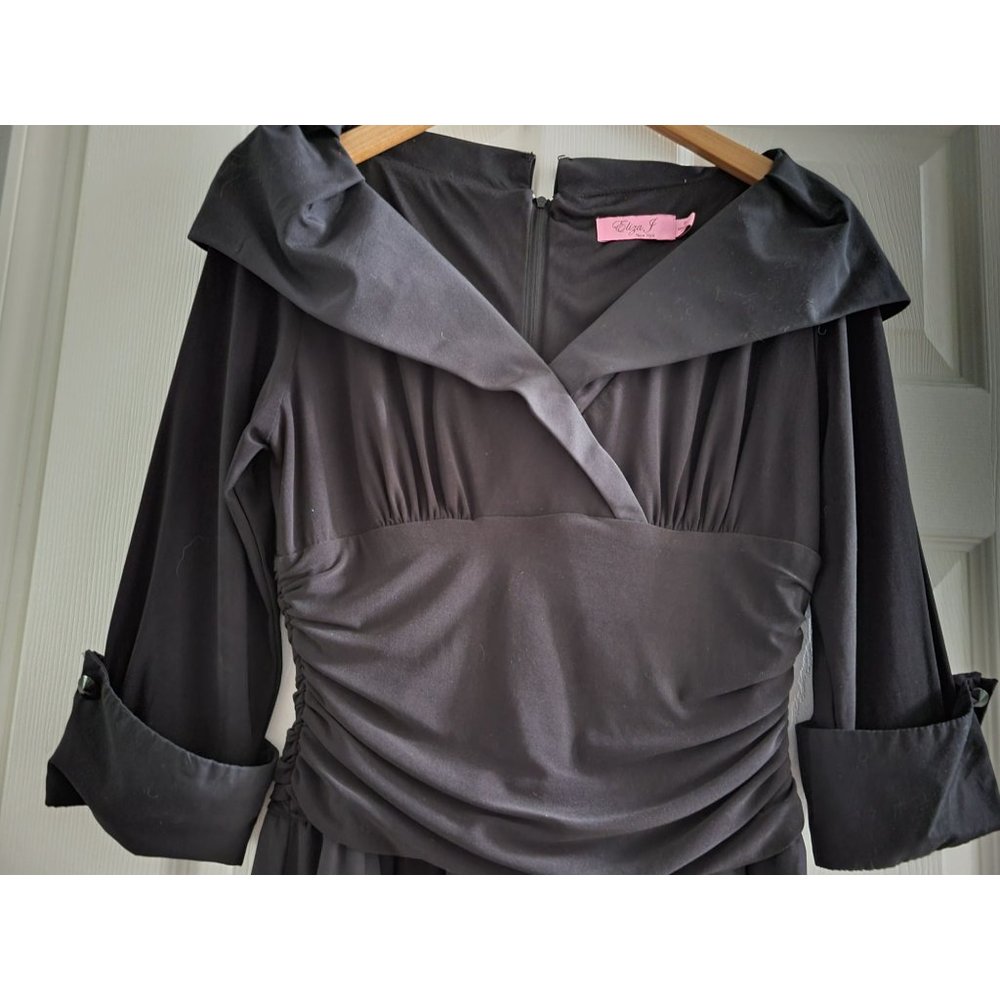 Eliza J Black Cocktail Dress ruched size 8 Retro Event Pin Up - Picture 4 of 9
